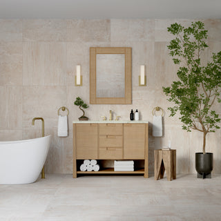 48 Inch Solene Freestanding Vanity in Seaside Oak / Victorian Silver Top