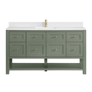 60 Inch Breckenridge Freestanding Vanity in Smokey Celadon / White Zeus Top