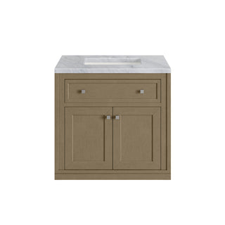 30 Inch Chicago Freestanding Vanity in Walnut Whisper / Carrara White Top