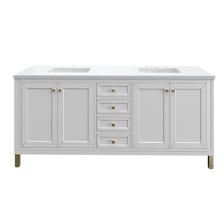 72 Inch Chicago Freestanding Vanity in Glossy White / White Zeus Top