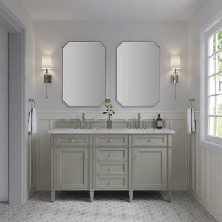 60 Inch Brittany Freestanding Vanity in Urban Gray / Victorian Silver Top