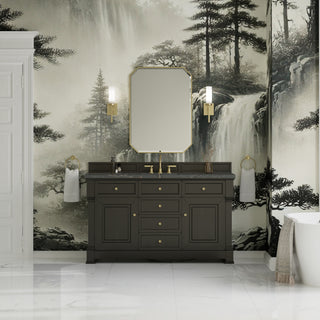 60 Inch Brookfield Freestanding Vanity in Black Onyx / Parisien Bleu Top