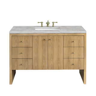48 Inch Hudson Freestanding Vanity in Light Natural Oak / Victorian Silver Top