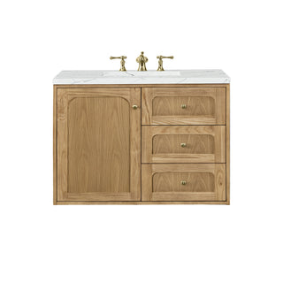 36 Inch Laurent Dual Mount Vanity in Light Natural Oak / Ethereal Noctis Top