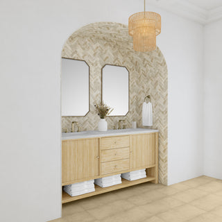 72 Inch Marigot Freestanding Vanity in Sunwashed Oak / Arctic Fall Top