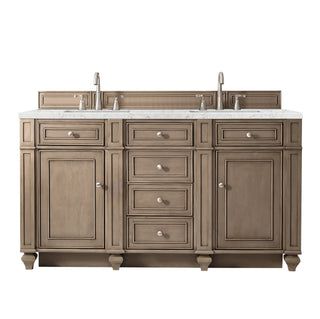 60 Inch Bristol Freestanding Vanity in Whitewashed Walnut / Eternal Jasmine Pearl Top