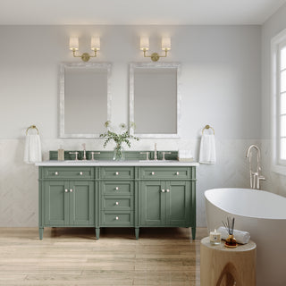 72 Inch Brittany Freestanding Vanity in Smokey Celadon / Arctic Fall Top