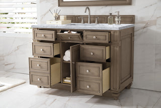 48 Inch Bristol Freestanding Vanity in Whitewashed Walnut / Carrara White Top