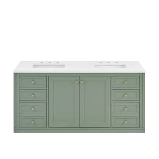 60 Inch Chicago Freestanding Vanity in Smokey Celadon / White Zeus Top