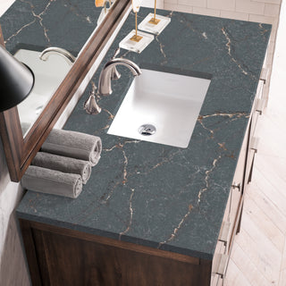 48 Inch Addison Freestanding Vanity in Mid-Century Acacia / Parisien Bleu Top