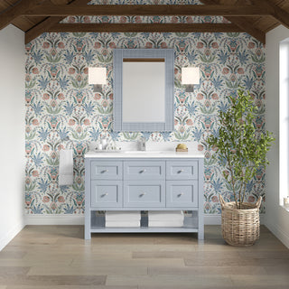 48 Inch Breckenridge Freestanding Vanity in Serenity Blue / White Zeus Top