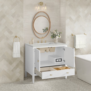 36 Inch Myrrin Freestanding Vanity in Bright White / Lime Delight Top