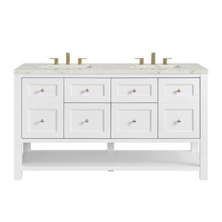 60 Inch Breckenridge Freestanding Vanity in Bright White / Victorian Silver Top