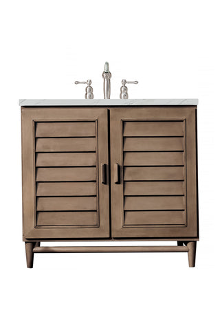 36 Inch Portland Freestanding Vanity in Whitewashed Walnut / Ethereal Noctis Top