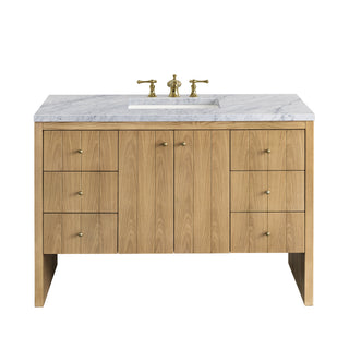 48 Inch Hudson Freestanding Vanity in Light Natural Oak / Carrara White Top