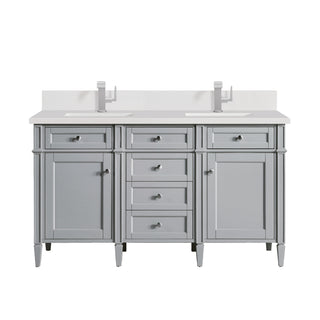 60 Inch Brittany Freestanding Vanity in Urban Gray / White Zeus Top