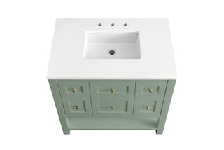 36 Inch Breckenridge Freestanding Vanity in Smokey Celadon / White Zeus Top