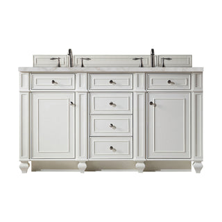 60 Inch Bristol Freestanding Vanity in Bright White / Victorian Silver Top