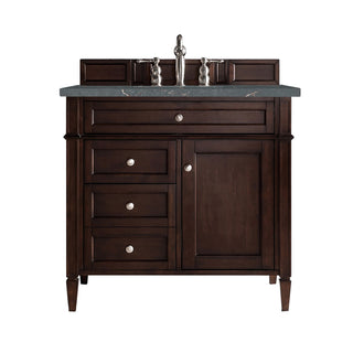 36 Inch Brittany Freestanding Vanity in Burnished Mahogany / Parisien Bleu Top