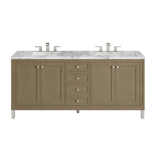 72 Inch Chicago Freestanding Vanity in Walnut Whisper / Carrara White Top