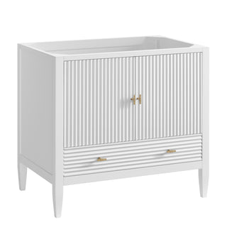 36 Inch Myrrin Freestanding Vanity in Bright White / Eternal Jasmine Pearl Top