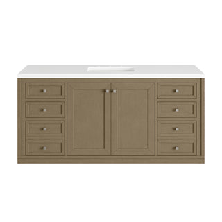 60 Inch Chicago Freestanding Vanity in Walnut Whisper / White Zeus Top
