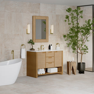 48 Inch Solene Freestanding Vanity in Seaside Oak / White Zeus Top