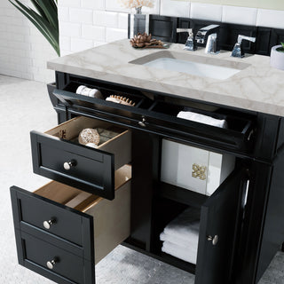 36 Inch Brittany Freestanding Vanity in Black Onyx / Victorian Silver Top