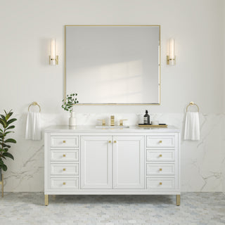 60 Inch Chicago Freestanding Vanity in Glossy White / Arctic Fall Top