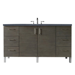60 Inch Metropolitan Dual Mount Vanity in Silver Oak / Charcoal Soapstone Top