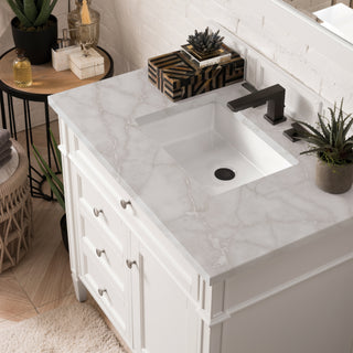 36 Inch Brittany Freestanding Vanity in Bright White / Victorian Silver Top
