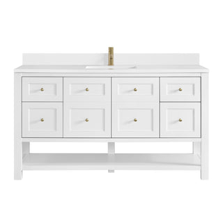 60 Inch Breckenridge Freestanding Vanity in Bright White / White Zeus Top
