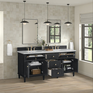 72 Inch Lorelai Freestanding Vanity in Black Onyx / Arctic Fall Top