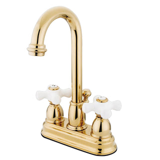 Restoration 4 Inch Centerset Bathroom Faucet in Polished Brass