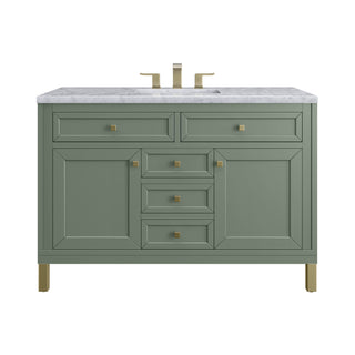 48 Inch Chicago Freestanding Vanity in Smokey Celadon / Carrara White Top
