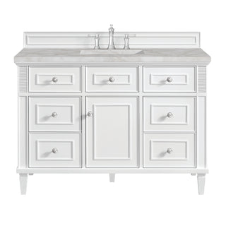 48 Inch Lorelai Freestanding Vanity in Bright White / Victorian Silver Top