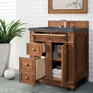 30 Inch Bristol Freestanding Vanity in Saddle Brown / Parisien Bleu Top