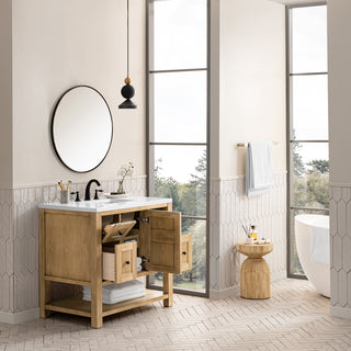 36 Inch Breckenridge Freestanding Vanity in Light Natural Oak / White Zeus Top