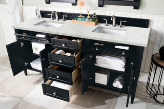 72 Inch Brittany Freestanding Vanity in Black Onyx / Eternal Jasmine Pearl Top