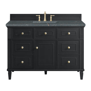 48 Inch Lorelai Freestanding Vanity in Black Onyx / Parisien Bleu Top