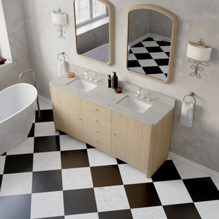 72 Inch Gracyn Freestanding Vanity in Coastal Driftwood / Victorian Silver Top