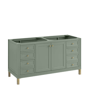 60 Inch Chicago Freestanding Vanity in Smokey Celadon / Charcoal Soapstone Top