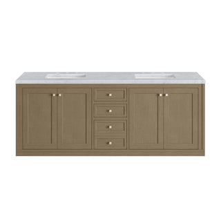 72 Inch Chicago Freestanding Vanity in Walnut Whisper / Carrara White Top