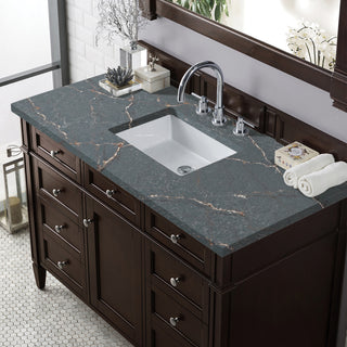 48 Inch Brittany Freestanding Vanity in Burnished Mahogany / Parisien Bleu Top
