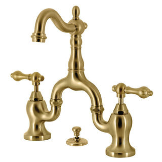 English Country Bridge Bathroom Faucet in Brushed Brass
