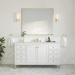 60 Inch Chicago Freestanding Vanity in Glossy White / Lime Delight Top