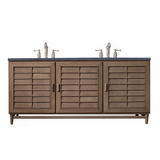 72 Inch Portland Freestanding Vanity in Whitewashed Walnut / Charcoal Soapstone Top