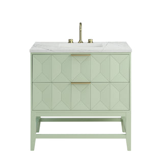 36 Inch Emmeline Freestanding Vanity in Pistachio / Ethereal Noctis Top