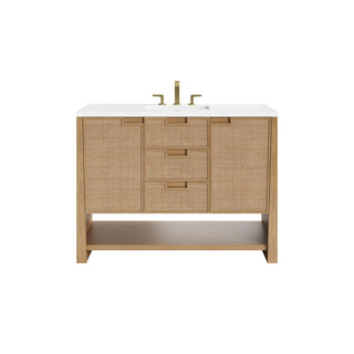 48 Inch Solene Freestanding Vanity in Seaside Oak / White Zeus Top