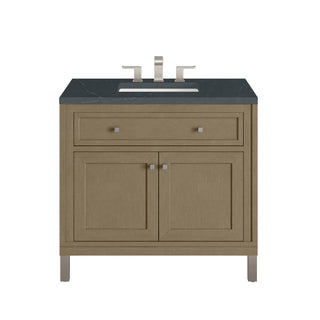 36 Inch Chicago Freestanding Vanity in Walnut Whisper / Charcoal Soapstone Top